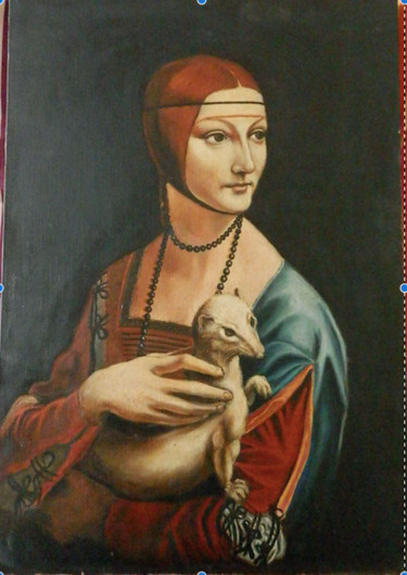 Painting titled "Dame-à-l'hermine-al…" by Alain Rome, Original Artwork, Oil