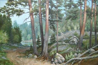Pintura intitulada "Metsälampi" por Ari Reinikainen, Obras de arte originais, Óleo