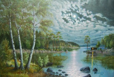 Painting titled "Rantamökki" by Ari Reinikainen, Original Artwork, Oil
