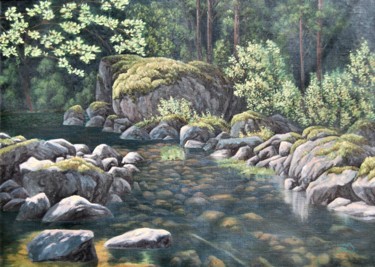 Pintura intitulada "Matala joki" por Ari Reinikainen, Obras de arte originais, Óleo