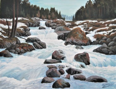 Malerei mit dem Titel "Myllyjoki3" von Ari Reinikainen, Original-Kunstwerk, Öl