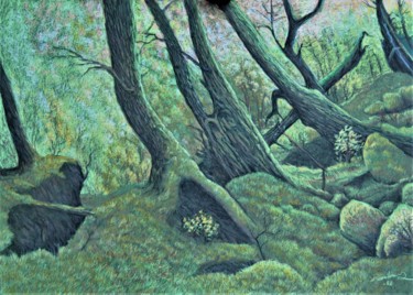 Desenho intitulada "Forest.2" por Ari Reinikainen, Obras de arte originais, Pastel