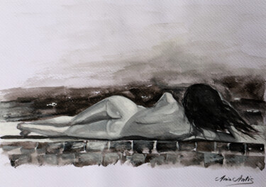Peinture intitulée "liegende Frau" par Aria Artis, Œuvre d'art originale, Aquarelle