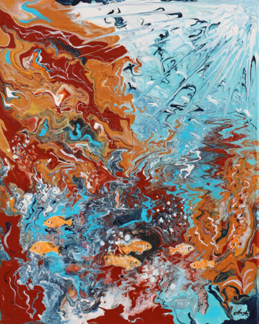 Painting titled "Unterwasserwelt" by Aria Artis, Original Artwork, Acrylic