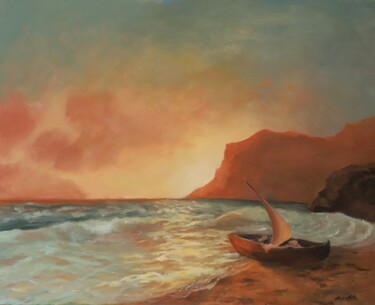 Painting titled "Sonnenuntergang mit…" by Aria Artis, Original Artwork, Oil