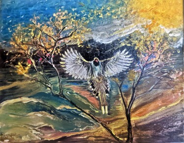 Peinture intitulée ""Free Flight"" par Aria Savage, Œuvre d'art originale, Acrylique