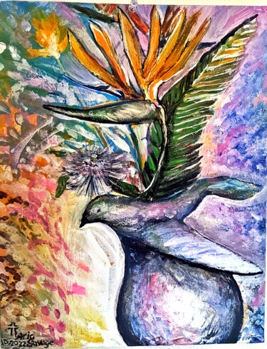 Painting titled ""Birds of Paradise'" by Aria Savage, Original Artwork, Acrylic