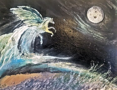 Malerei mit dem Titel ""Pegasus Soaring"" von Aria Savage, Original-Kunstwerk, Acryl