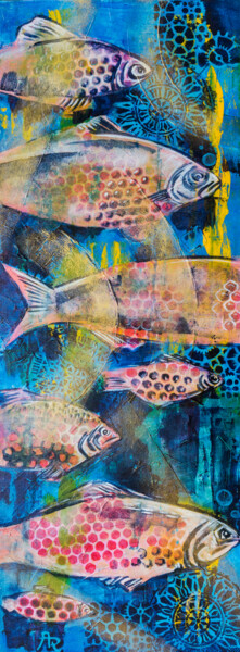 Pintura titulada "Fishes in sea" por Ariadna De Raadt, Obra de arte original, Acrílico