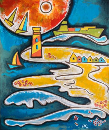 Painting titled "North Sea Summer" by Ariadna De Raadt, Original Artwork, Acrylic