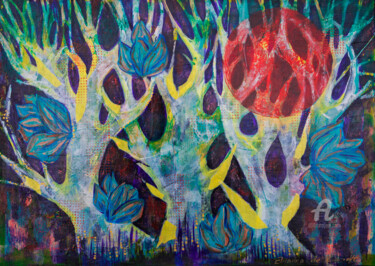 Malerei mit dem Titel "Mystic Forest" von Ariadna De Raadt, Original-Kunstwerk, Acryl