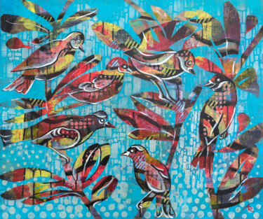 Картина под названием "Spring Birds" - Ariadna De Raadt, Подлинное произведение искусства, Акрил