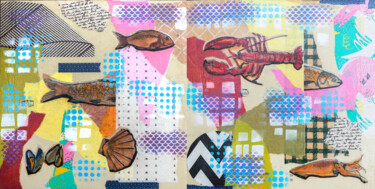 Collages titled "Kitchen Art - Fishes" by Ariadna De Raadt, Original Artwork, Collages