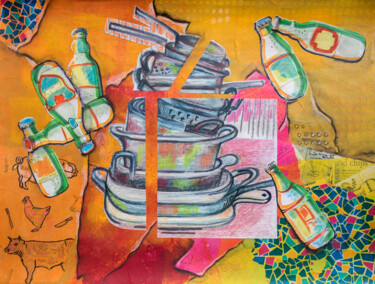 Schilderij getiteld "Kitchen Art - Pans…" door Ariadna De Raadt, Origineel Kunstwerk, Marker