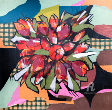 Pintura titulada "Tulips bouquet" por Ariadna De Raadt, Obra de arte original, Collages