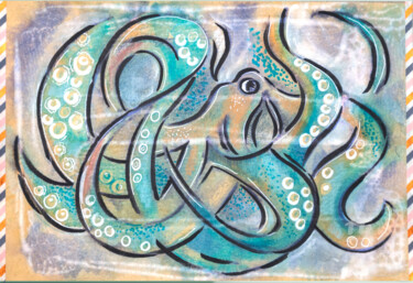 Pintura intitulada "Sea Life - Octopus" por Ariadna De Raadt, Obras de arte originais, Tinta