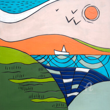 Картина под названием "Сarved Seascape 2" - Ariadna De Raadt, Подлинное произведение искусства, Акрил