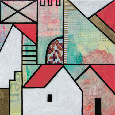 Schilderij getiteld "Geometry of town4" door Ariadna De Raadt, Origineel Kunstwerk, Acryl