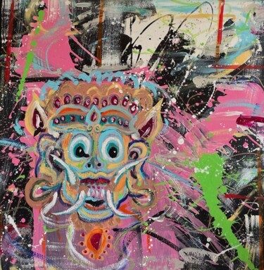 Painting titled "Barong" by Ariadna Maslowska, Original Artwork, Acrylic Mounted on Wood Stretcher frame