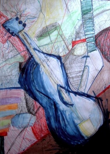 Painting titled ".blue guitar" by Ariani, Original Artwork