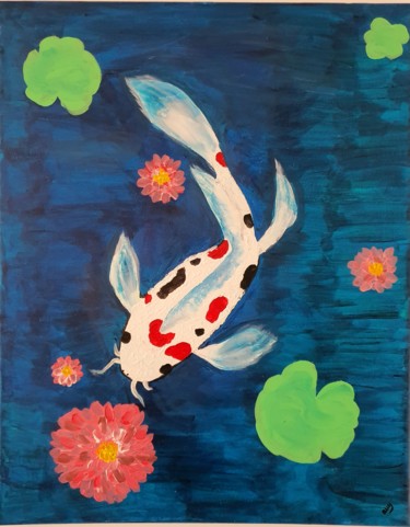 Peinture intitulée "Poisson chat" par Ariane Houngbo, Œuvre d'art originale, Acrylique Monté sur Châssis en bois