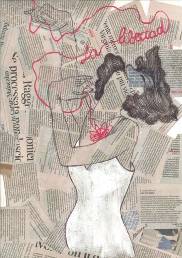 Dessin intitulée "Libertad" par Reart Arianna Persico, Œuvre d'art originale, Stylo à bille
