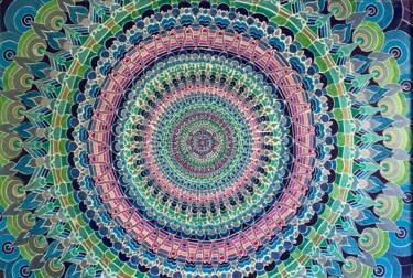 Drawing titled "BIG MANDALA" by Arianna Chiara Di Troila (Aryn), Original Artwork, Gel pen Mounted on Other rigid panel