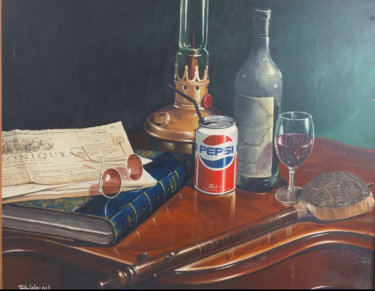 Painting titled "Canette Pepsi sur c…" by Fanny Bineau, Original Artwork, Acrylic