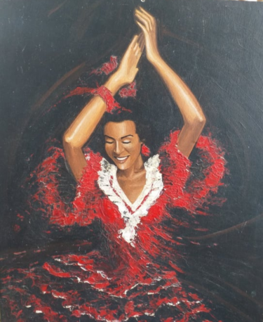 Painting titled "Flamenco sur comman…" by Fanny Bineau, Original Artwork, Acrylic