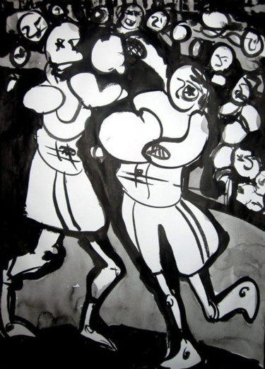 Peinture intitulée "Boxeurs" par Ariciu, Œuvre d'art originale