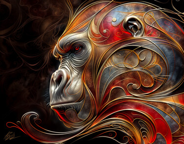 Arts numériques intitulée "Gorila de Montaña:…" par Ariela Alez, Œuvre d'art originale, Image générée par l'IA