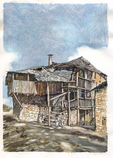Dibujo titulada "Casa Lugo" por Ariette Imbert, Obra de arte original, Acuarela