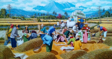 Картина под названием "Harvest Time" - Arif Prabu, Подлинное произведение искусства, Масло