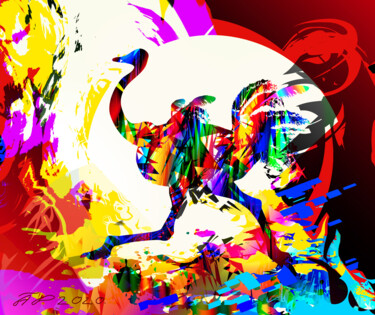 Цифровое искусство под названием "Ostrich, tropical b…" - Arija Paikule, Подлинное произведение искусства, Цифровая живопись