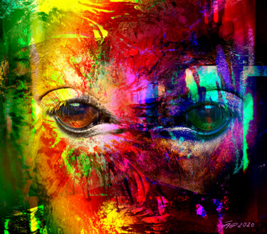 Grafika cyfrowa / sztuka generowana cyfrowo zatytułowany „Eyes,  humanoid por…” autorstwa Arija Paikule, Oryginalna praca, M…
