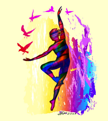 数字艺术 标题为“Ballet dancer mage…” 由Arija Paikule, 原创艺术品, 数字油画