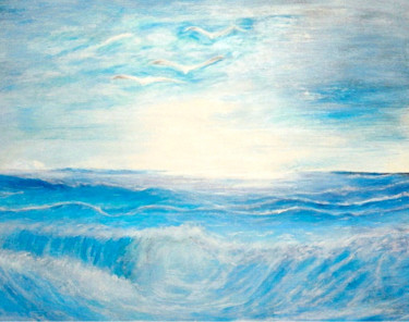 Pittura intitolato "les vagues" da Arij Rach, Opera d'arte originale, Acrilico