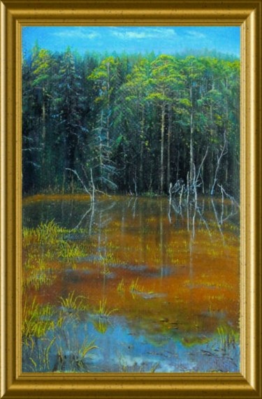 Painting titled "ЛЕСНОЙ ПЕЙЗАЖ" by Garik, Original Artwork, Oil