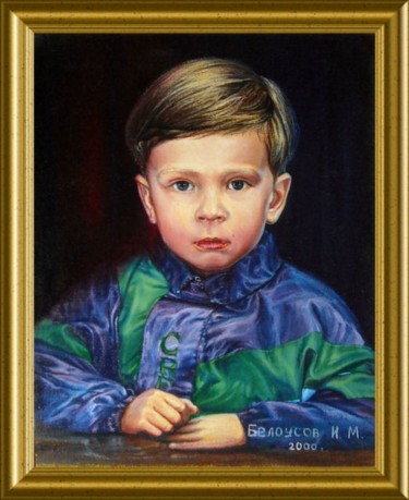 Картина под названием "мальчик в спортивно…" - Гарик, Подлинное произведение искусства, Масло