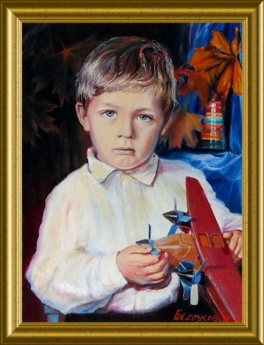 Картина под названием "портрет мальчика" - Гарик, Подлинное произведение искусства, Масло