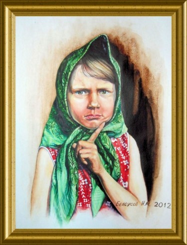 Картина под названием "барышня-крестьянка" - Гарик, Подлинное произведение искусства, Масло