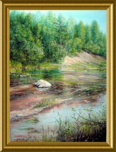 Painting titled "обмелевшая река" by Garik, Original Artwork, Oil