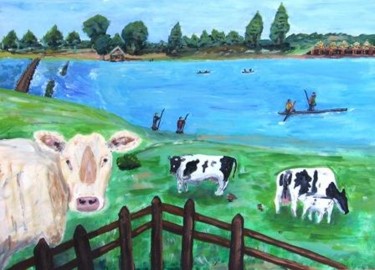 Painting titled "Meadowland" by Arik Sharon, Original Artwork, Oil