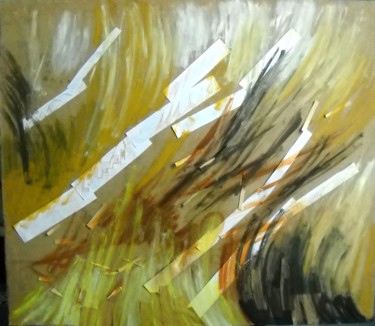 Collages intitolato "tempesta gialla-100…" da Maria Irene Vairo, Opera d'arte originale, Altro