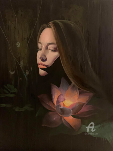 Painting titled "Lotus" by Arina Apostolova, Original Artwork, Acrylic