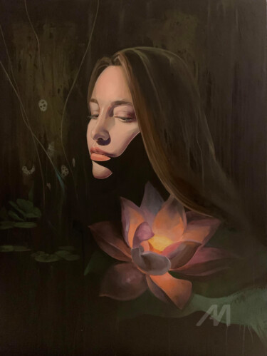 Lotus Peinture intitulée "Lotus" par Arina Apostolova, Œuvre d'art originale, Acrylique
