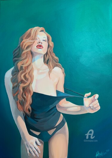 Painting titled "Feminine" by Arina Apostolova, Original Artwork, Acrylic