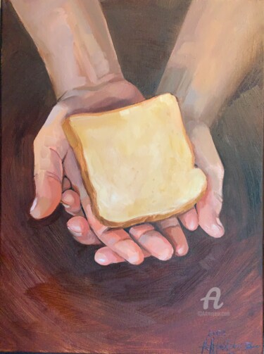 Painting titled "Thanks for breakfas…" by Arina Apostolova, Original Artwork, Oil