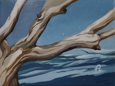 Картина под названием "Gum tree in snow" - Arina Apostolova, Подлинное произведение искусства, Масло