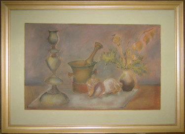 Painting titled "Still life with she…" by Arina Ioana Muntean, Original Artwork, Pastel
